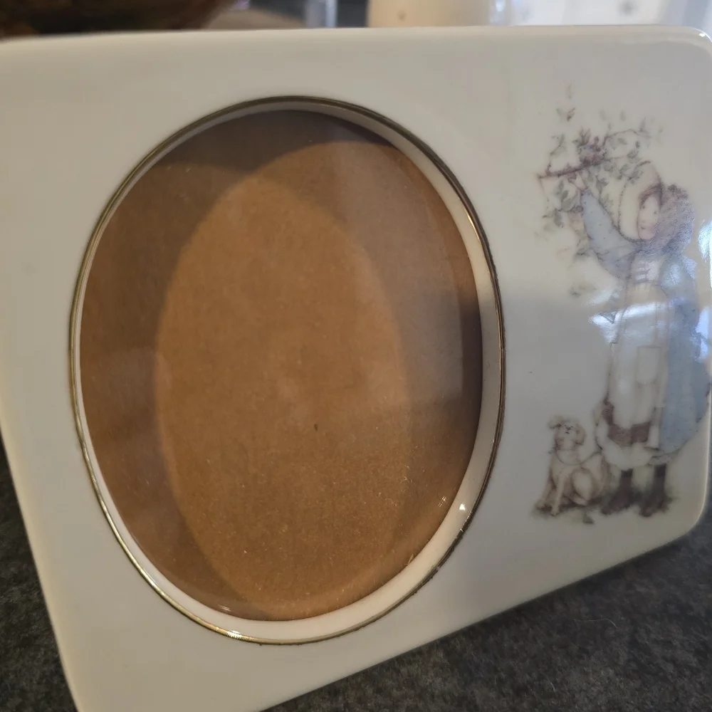 2 Vintage Sweet porcelain picture frames or wall plaques